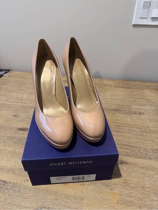 Stuart Weitzman Blush Patent Leather Platform Pumps